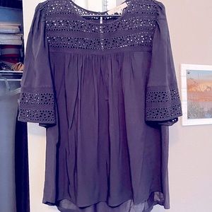 Navy blue LOFT top with bell sleeves sz S